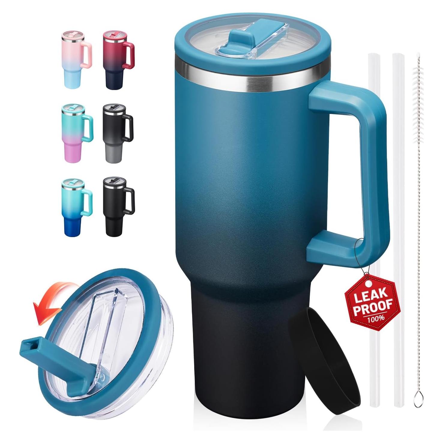 Taza de Agua de Acero Inoxidable 40oz ICIOI con Popote Plegable