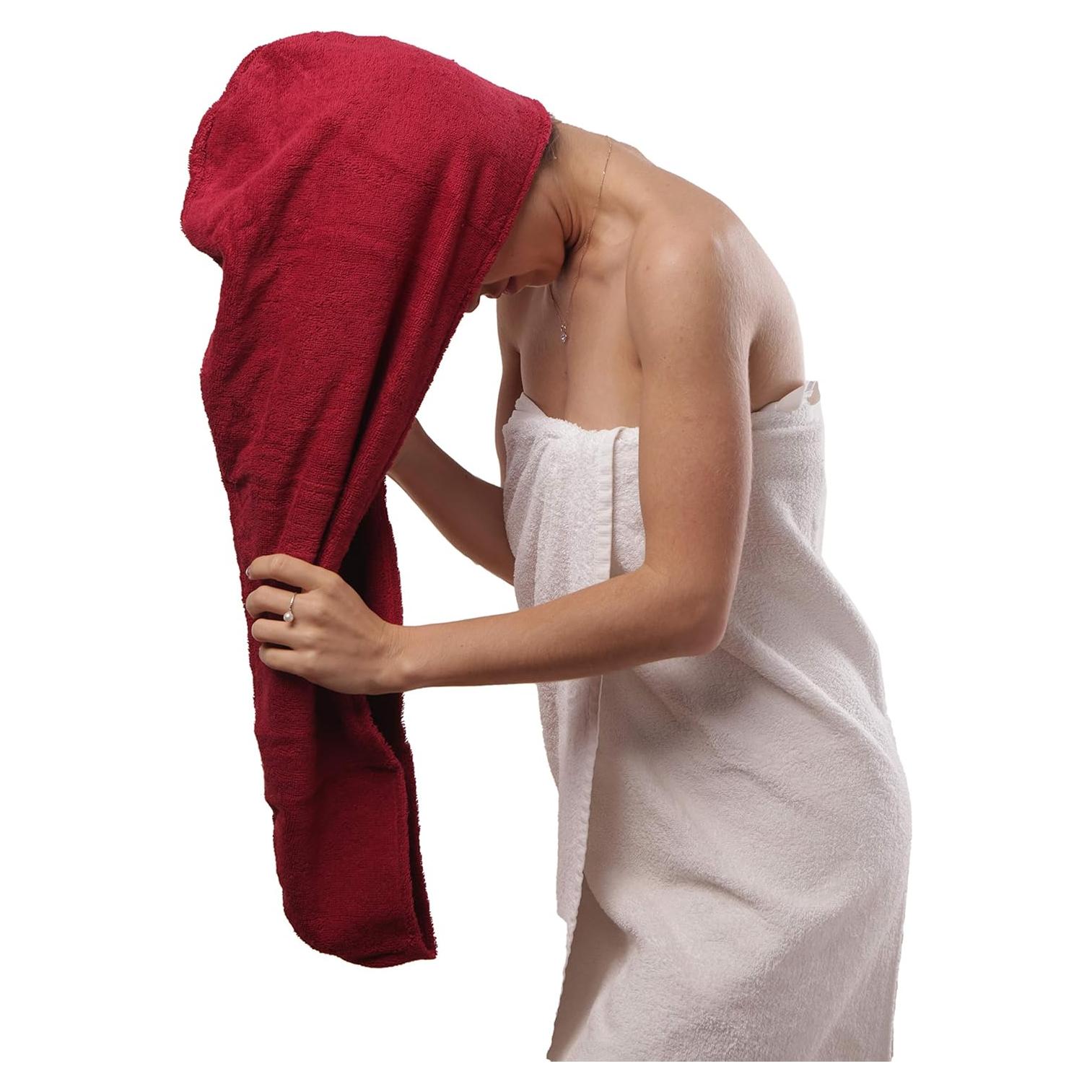 Toalla de Cabello Extra Grande Aspen Five - 76.2 cm, 400 GSM, Rojo