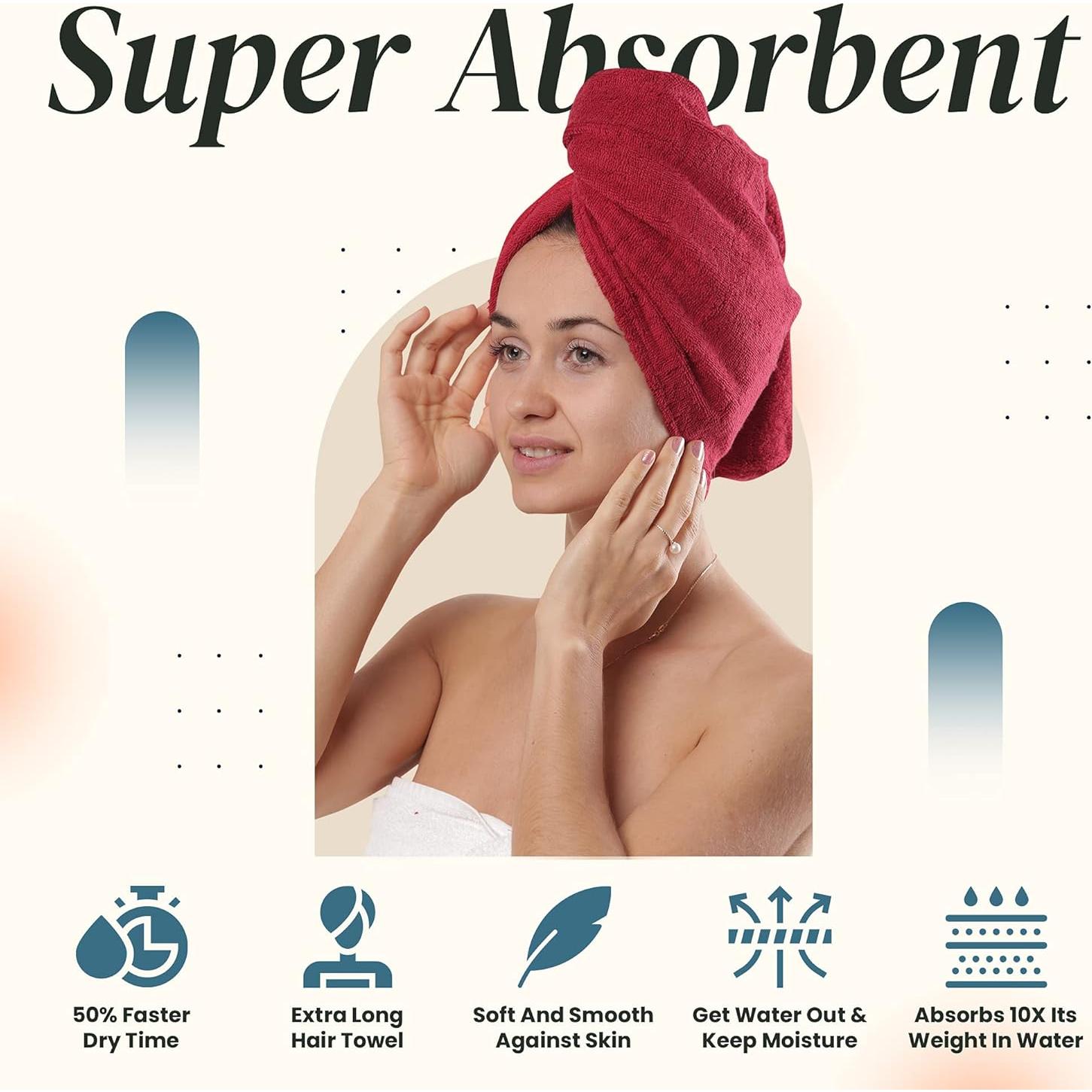 Toalla de Cabello Extra Grande Aspen Five - 76.2 cm, 400 GSM, Rojo