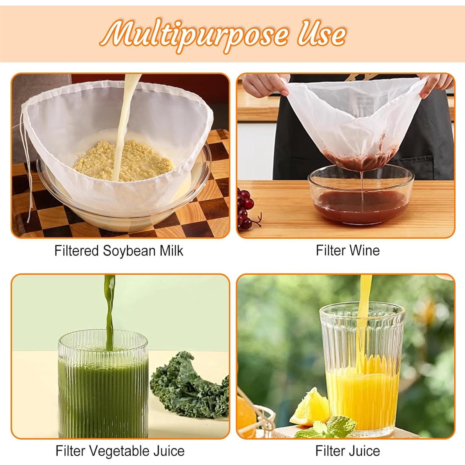 Colador de Leche de Nuez Dizaolive - Paquete de 3 - Nylon Fino