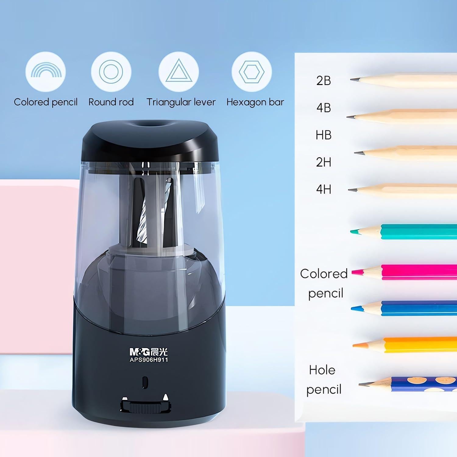 Sacapuntas Eléctrico M&G APS906H9 Negro, Afilado Rápido USB