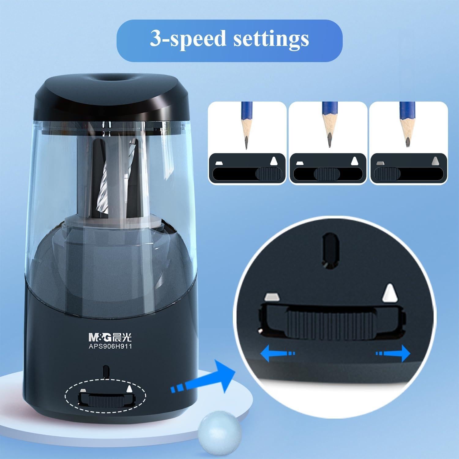 Sacapuntas Eléctrico M&G APS906H9 Negro, Afilado Rápido USB