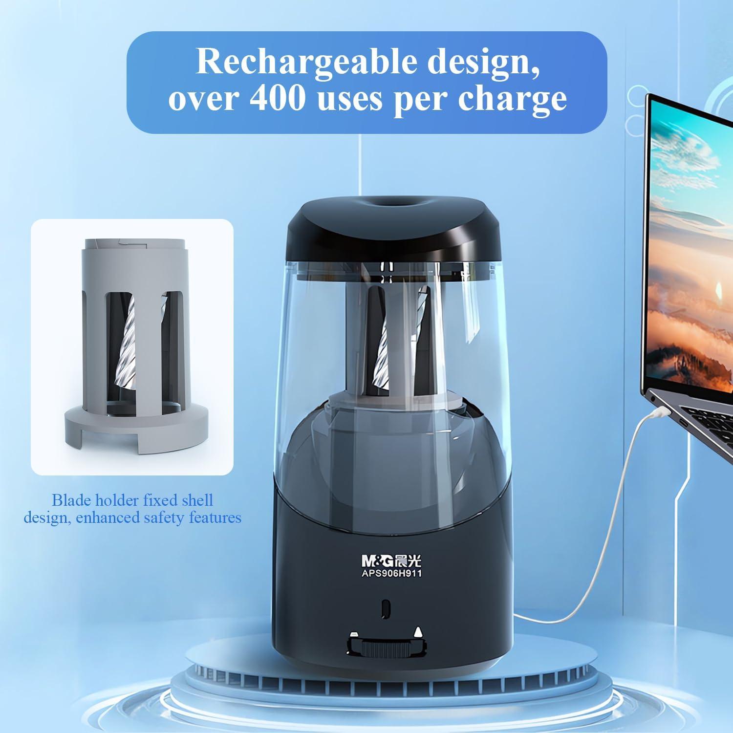 Sacapuntas Eléctrico M&G APS906H9 Negro, Afilado Rápido USB