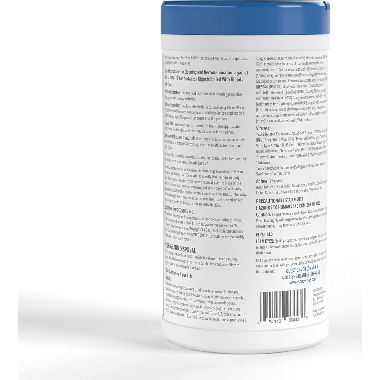 Toallitas Desinfectantes SONO 80 Unidades - Sin Alcohol y Blanqueador