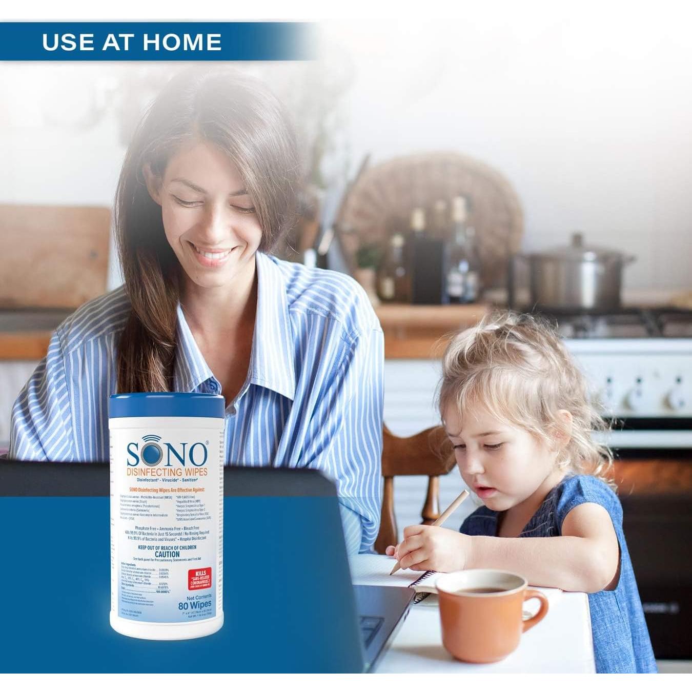 Toallitas Desinfectantes SONO 80 Unidades - Sin Alcohol y Blanqueador