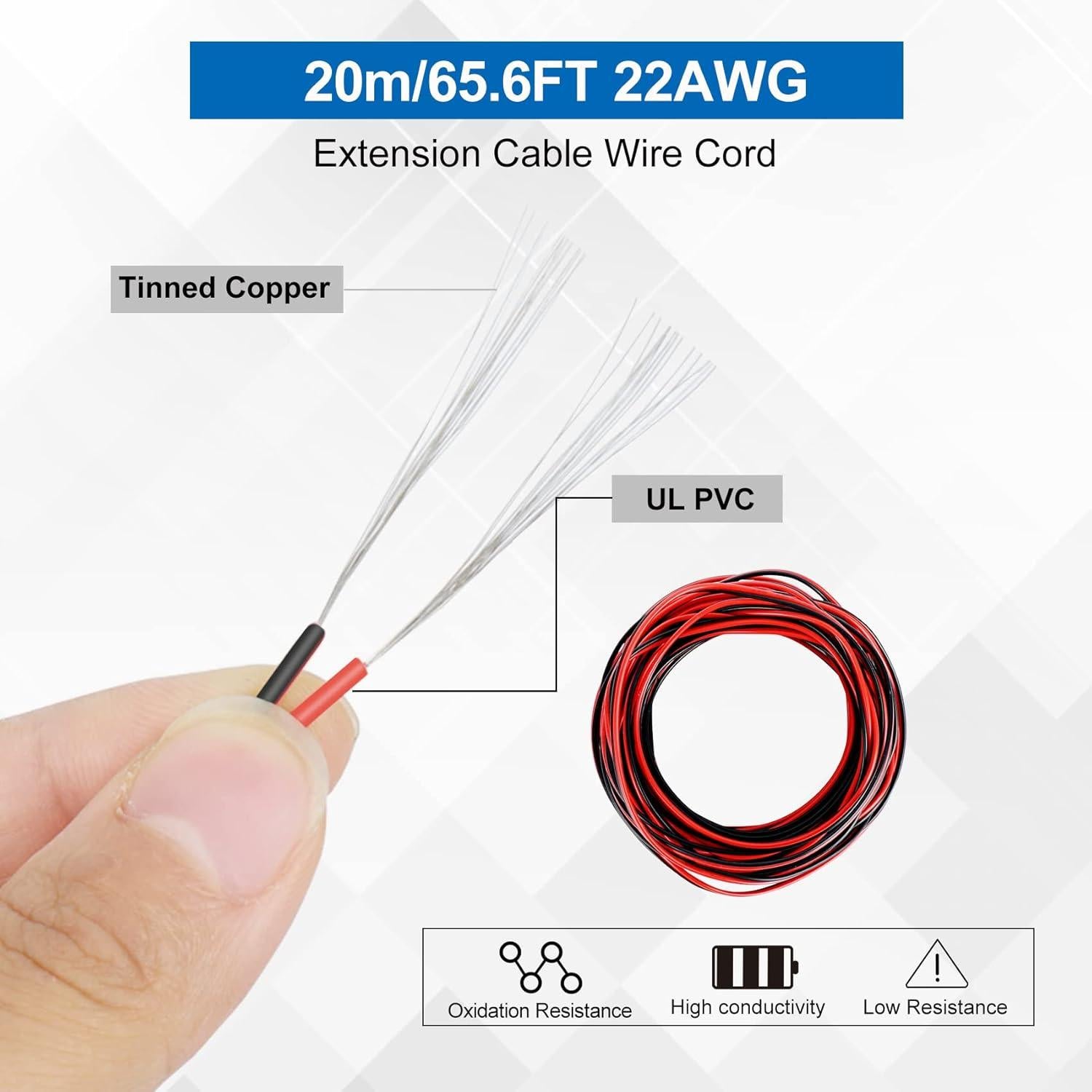 Cable de Extensión 20m 22 AWG Rifachua + 12 Conectores T Tap