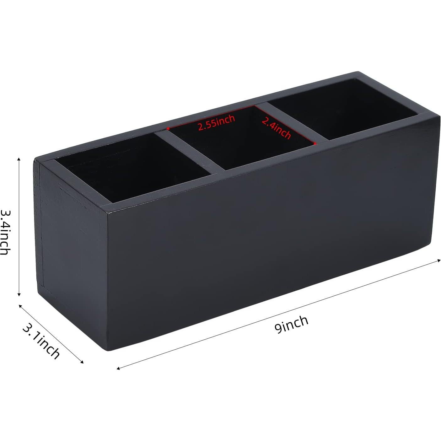 Organizador de Cajón de Madera Dedoot 3 Secciones Negro 22.86x7.62x8.64 cm