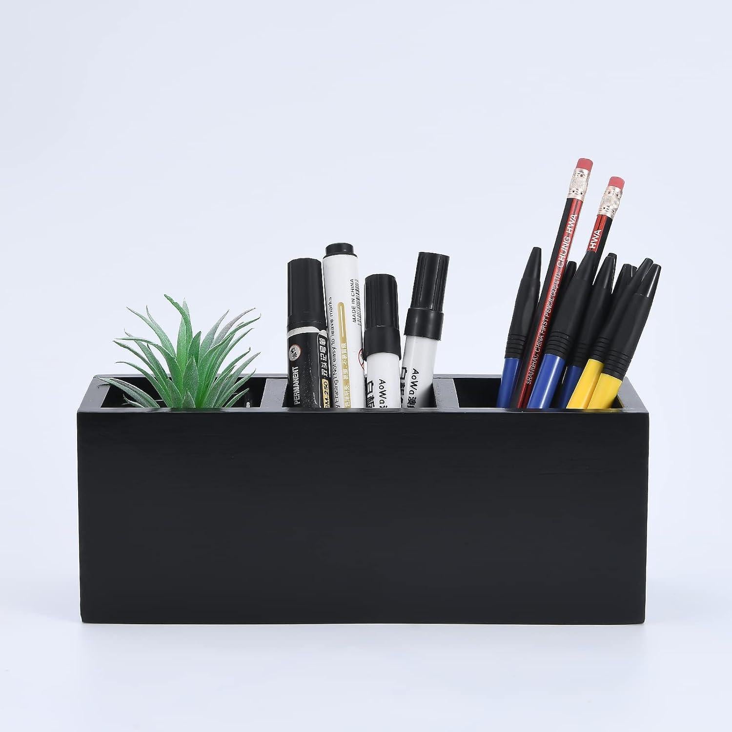 Organizador de Cajón de Madera Dedoot 3 Secciones Negro 22.86x7.62x8.64 cm