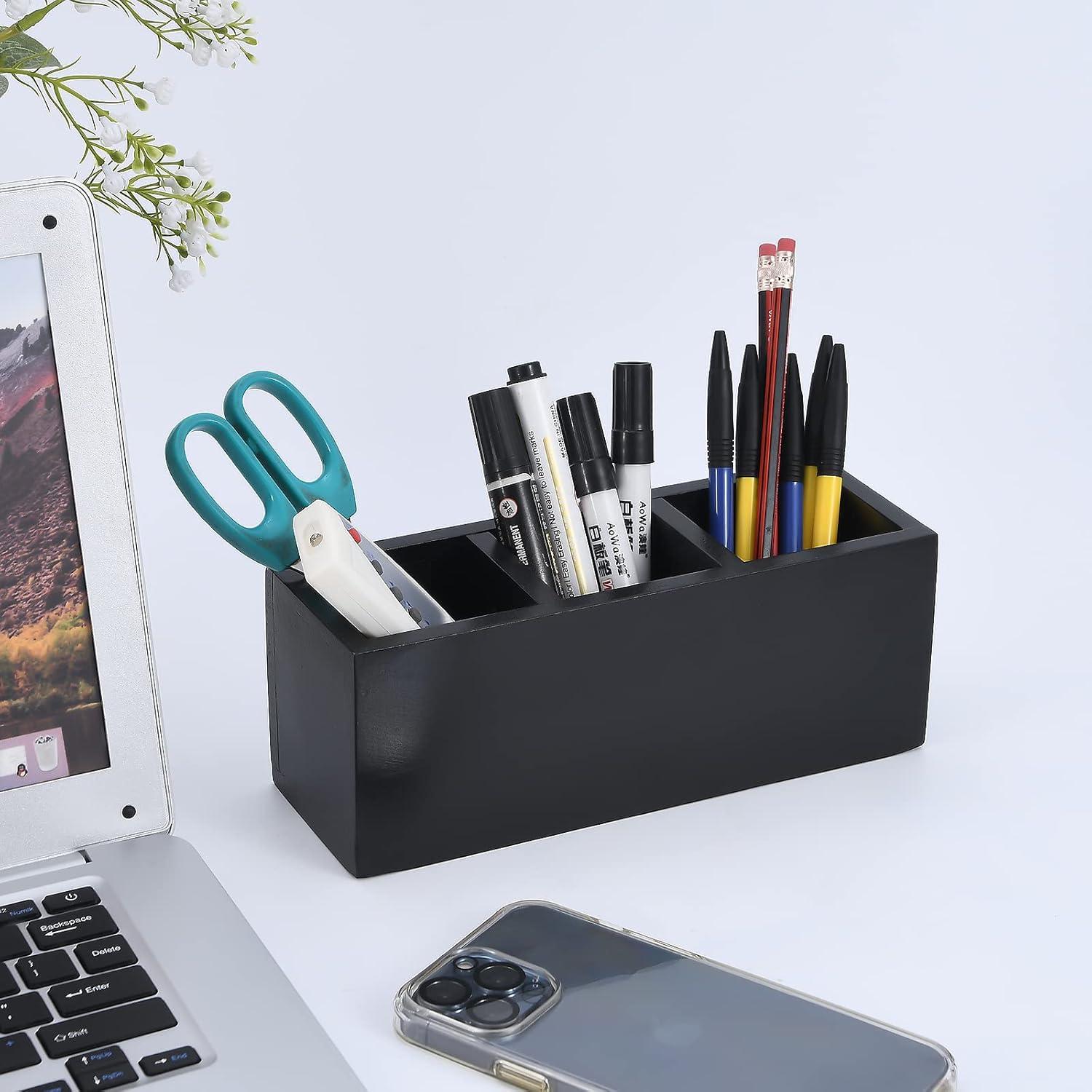 Organizador de Cajón de Madera Dedoot 3 Secciones Negro 22.86x7.62x8.64 cm