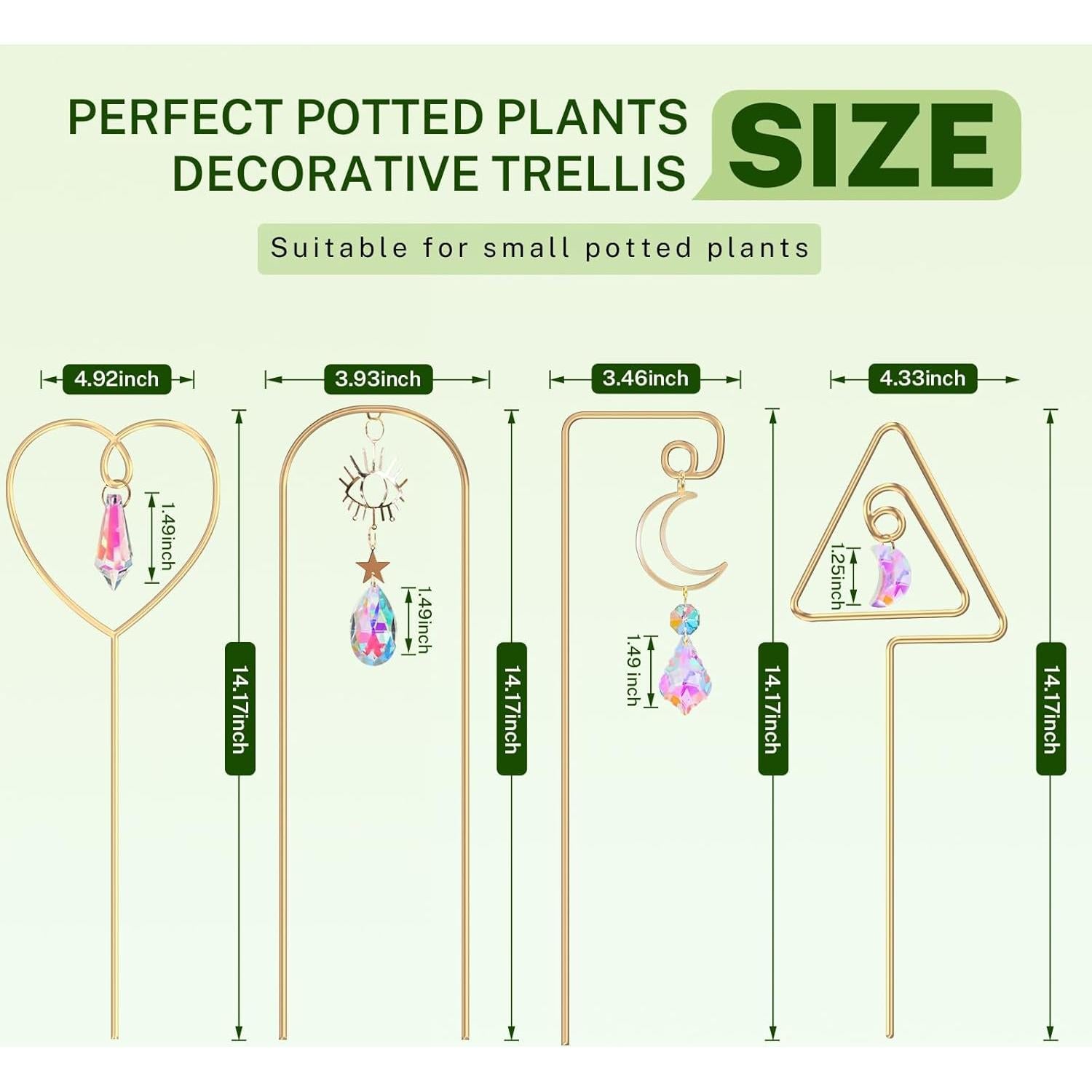 Trellis Pequeño para Plantas WellSign con Atrapa Sol de Cristal 4 Pzas