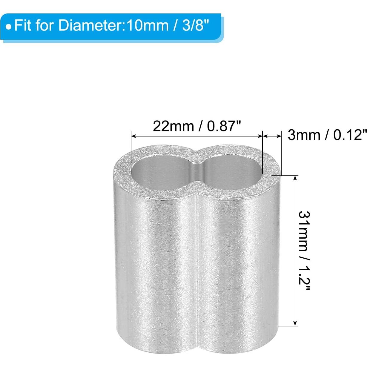 Manga de Bucle Crimpado Aluminio uxcell 10mm 10pcs Plata