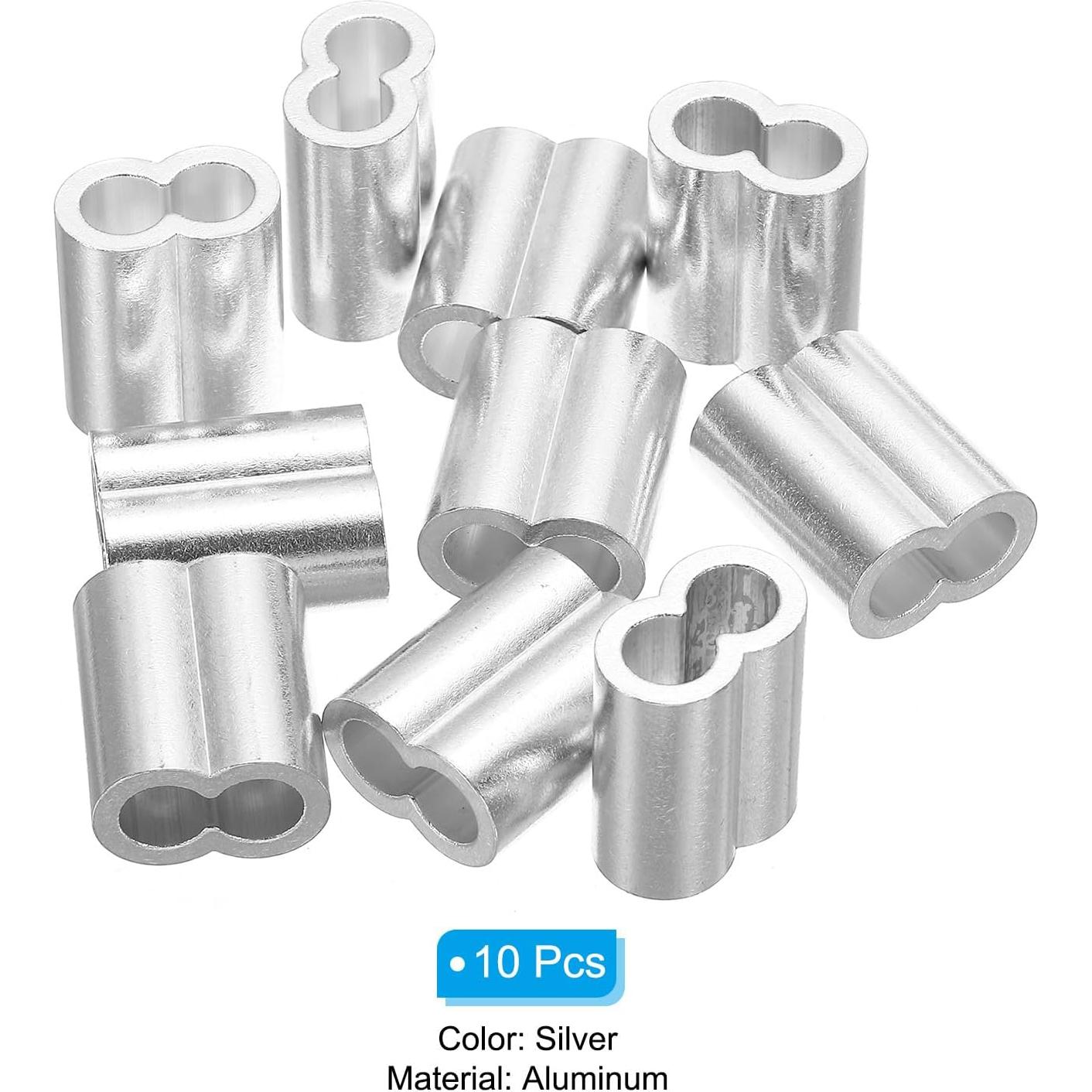 Manga de Bucle Crimpado Aluminio uxcell 10mm 10pcs Plata