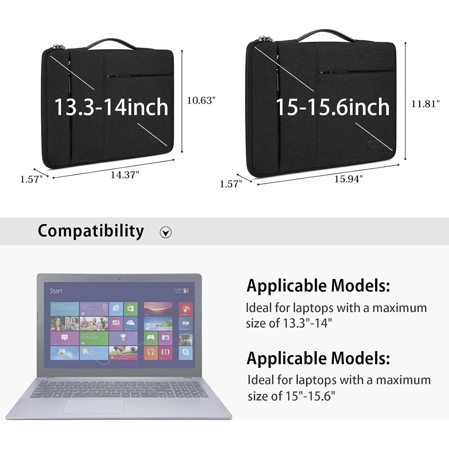 Funda para Laptop Lubardy 13.3-14 Pulgadas Negra Impermeable