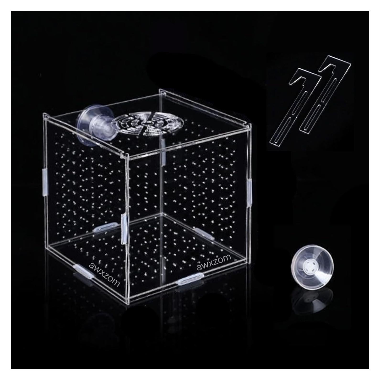 Caja de cría de peces acrílica AWXZOM 9.9x9.9x9.9 cm