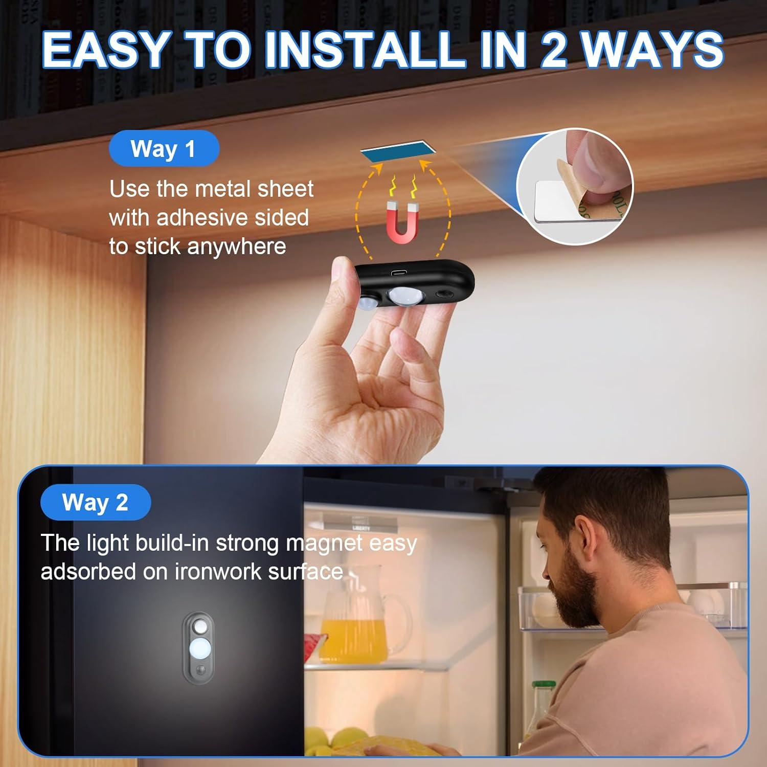 Luz LED Puck Recargable con Sensor de Movimiento 6 Pzas