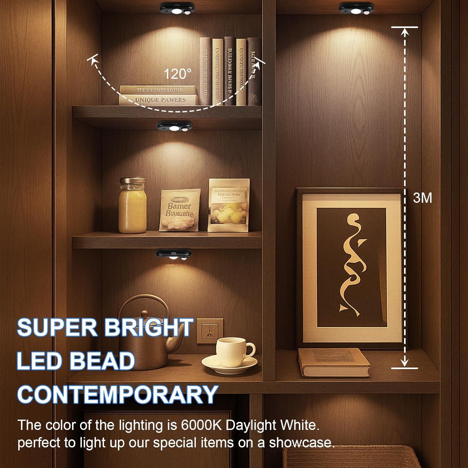 Luz LED Puck Recargable con Sensor de Movimiento 6 Pzas