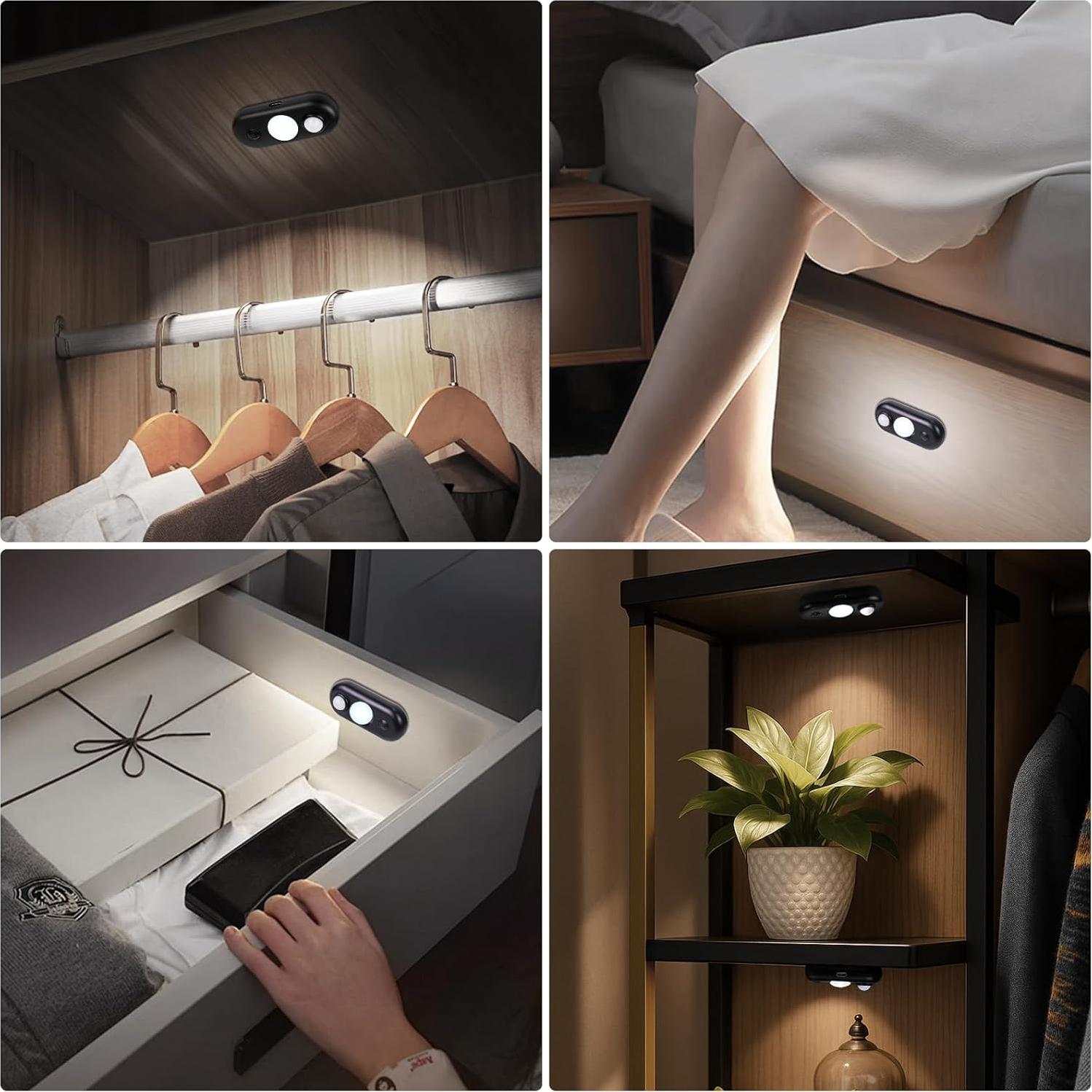 Luz LED Puck Recargable con Sensor de Movimiento 6 Pzas