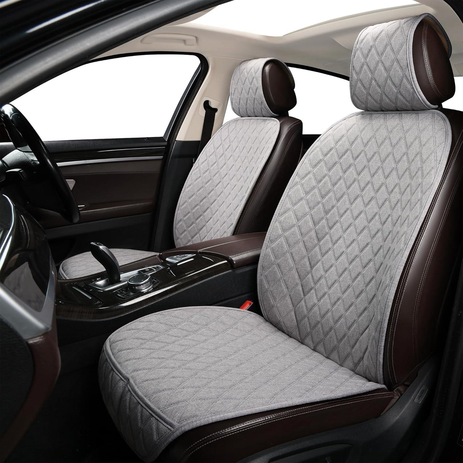 Fundas de Asiento Delantero Lino Gris BaoLL Ajuste Universal