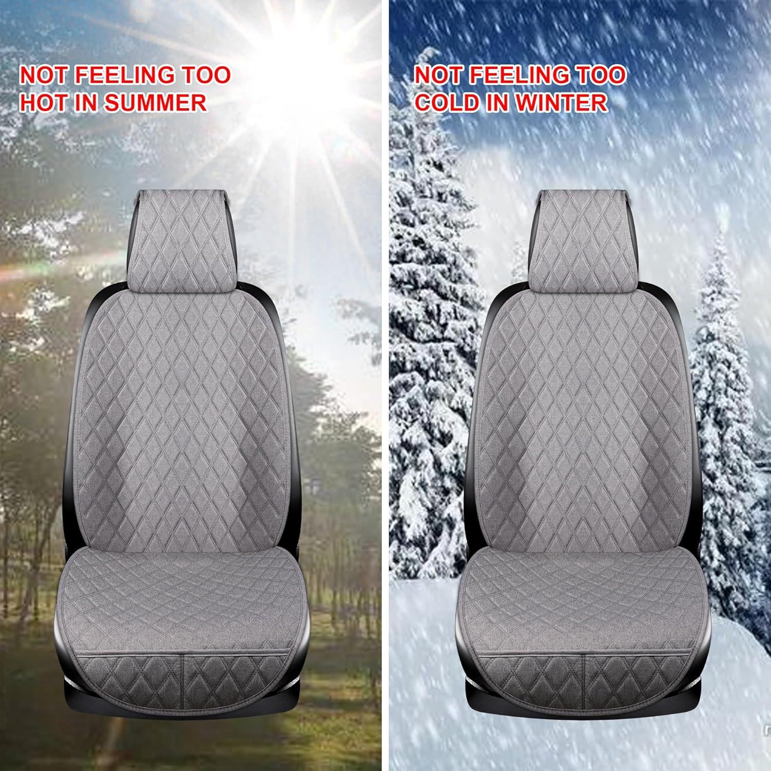 Fundas de Asiento Delantero Lino Gris BaoLL Ajuste Universal