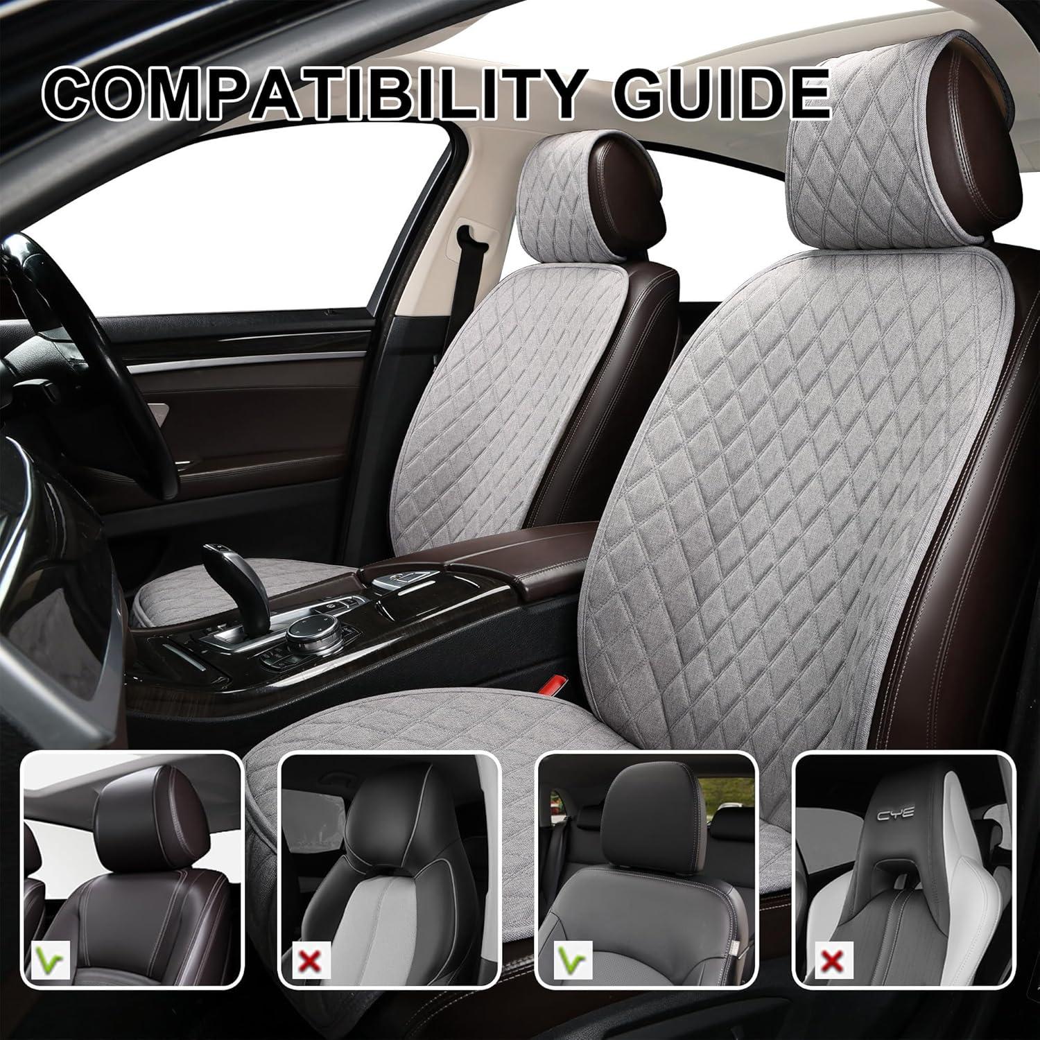 Fundas de Asiento Delantero Lino Gris BaoLL Ajuste Universal