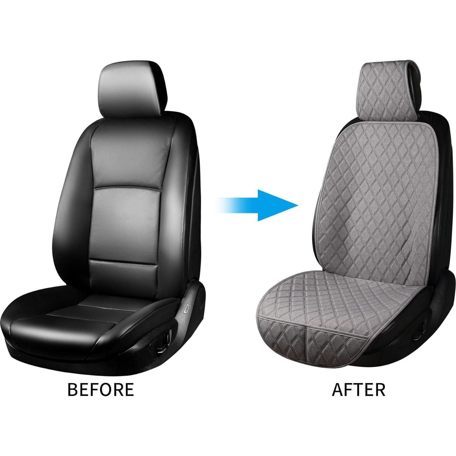 Fundas de Asiento Delantero Lino Gris BaoLL Ajuste Universal