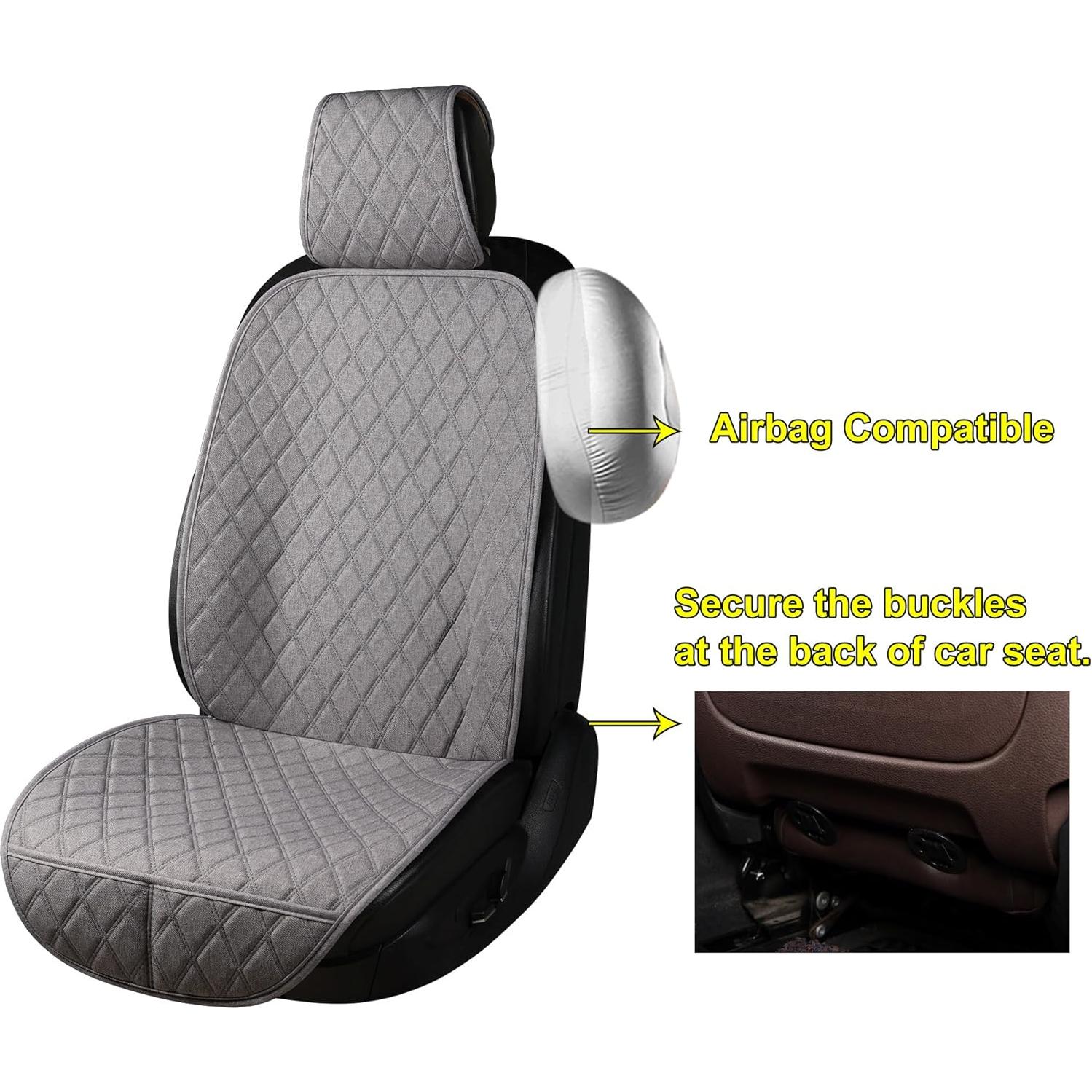 Fundas de Asiento Delantero Lino Gris BaoLL Ajuste Universal