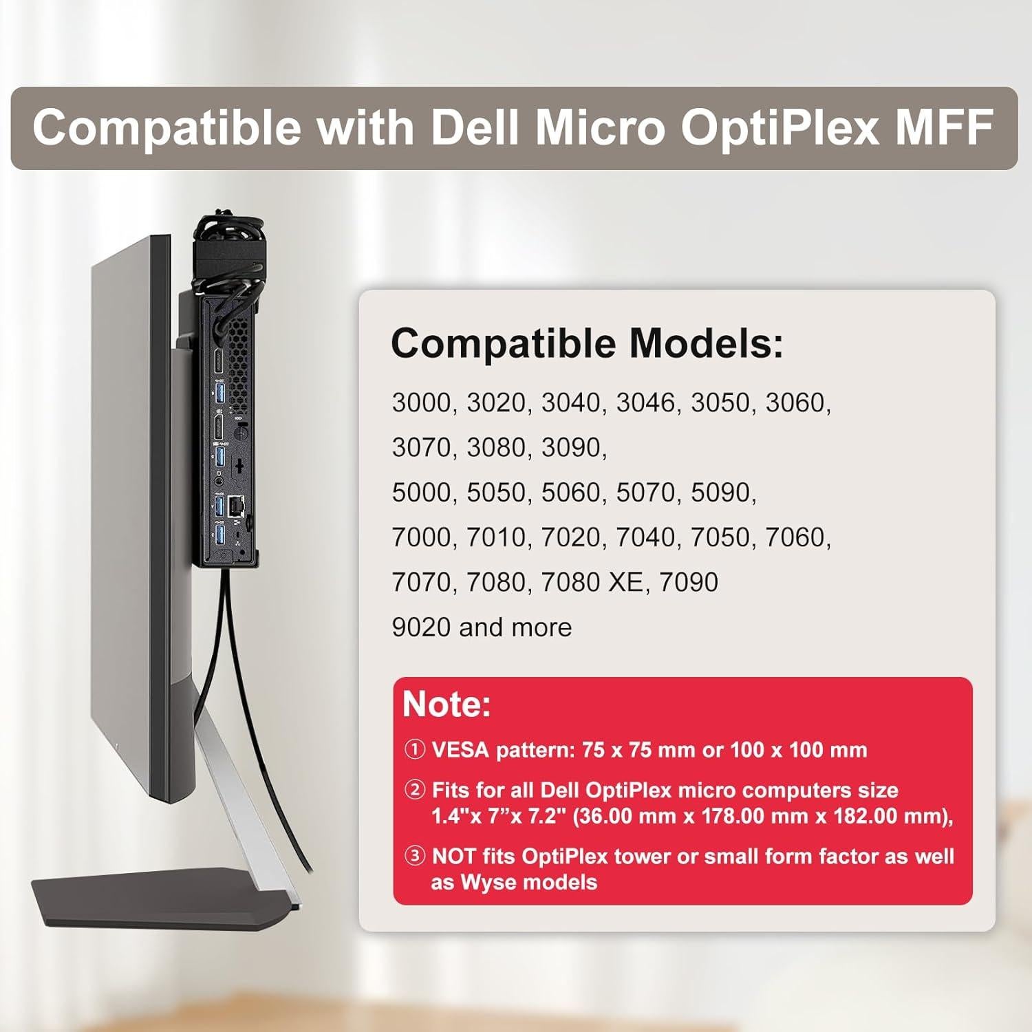 Soporte Mini PC Dell OptiPlex MFF Montaje VESA y Pared
