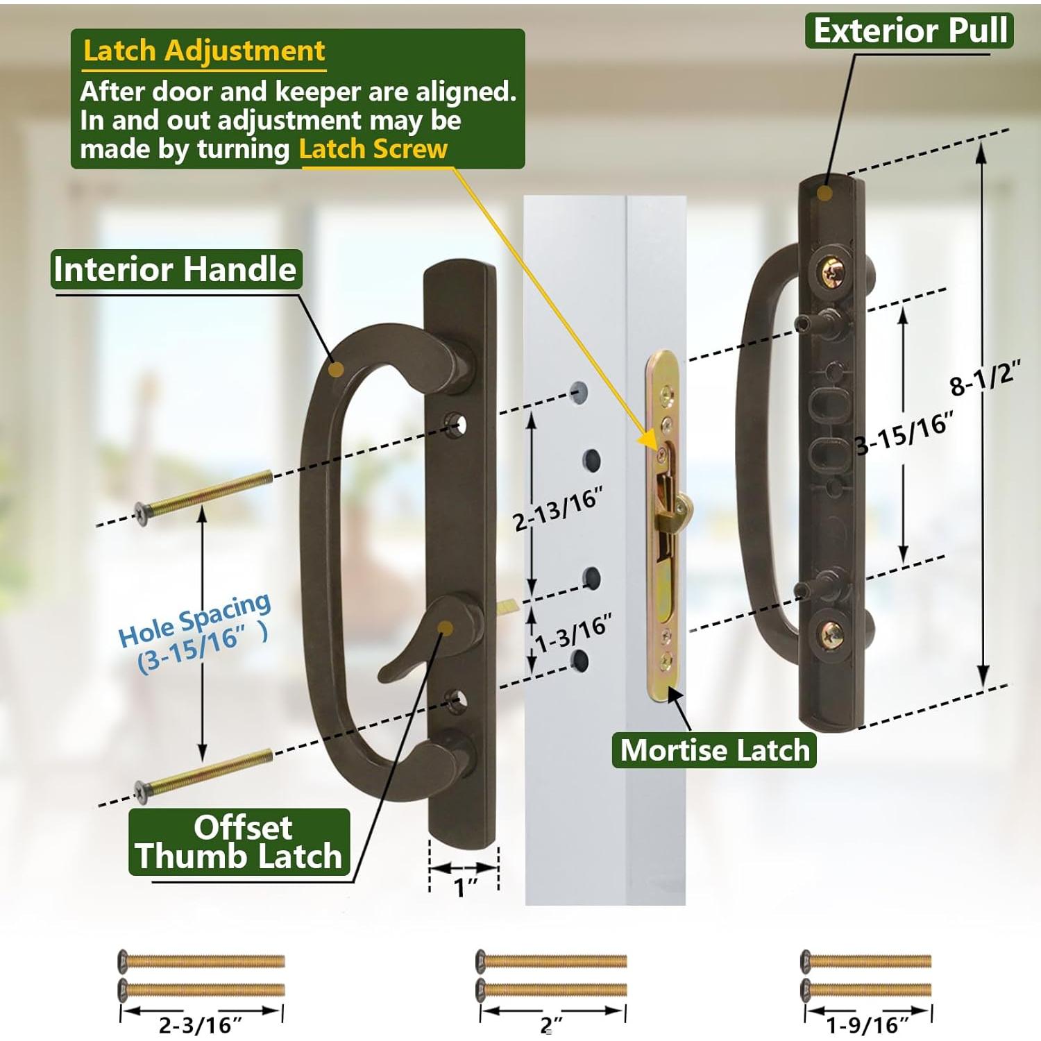 Juego de Manijas de Puerta Deslizante Eockatoo con Cerradura Negra