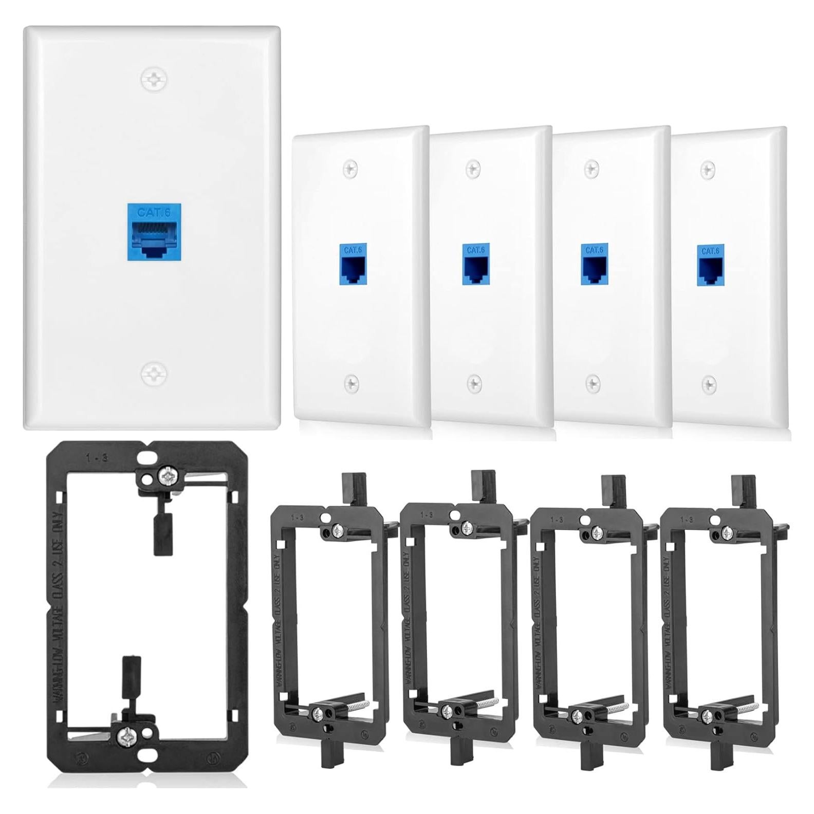 Paquete de 5 Placas de Pared Ethernet Cat6 TOMODER Azul