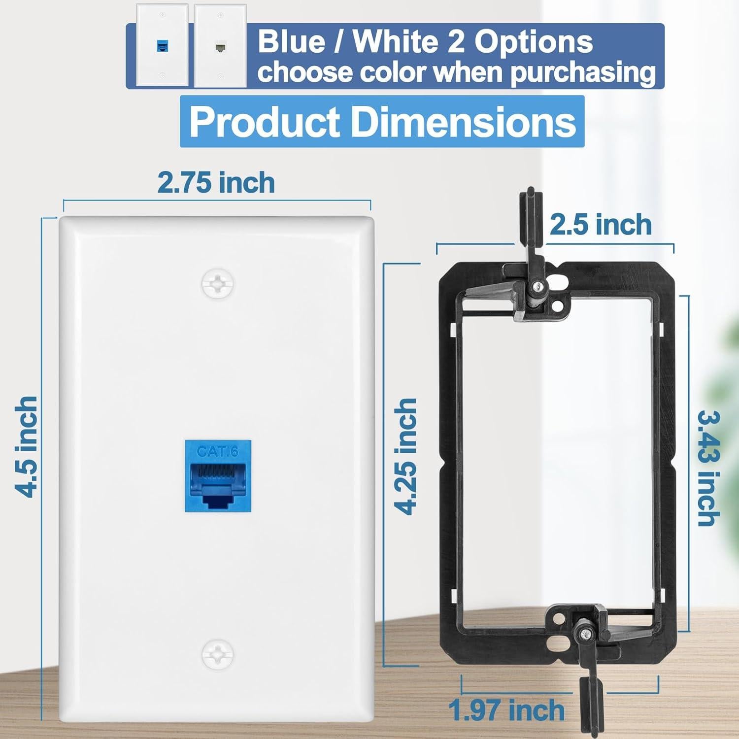 Paquete de 5 Placas de Pared Ethernet Cat6 TOMODER Azul