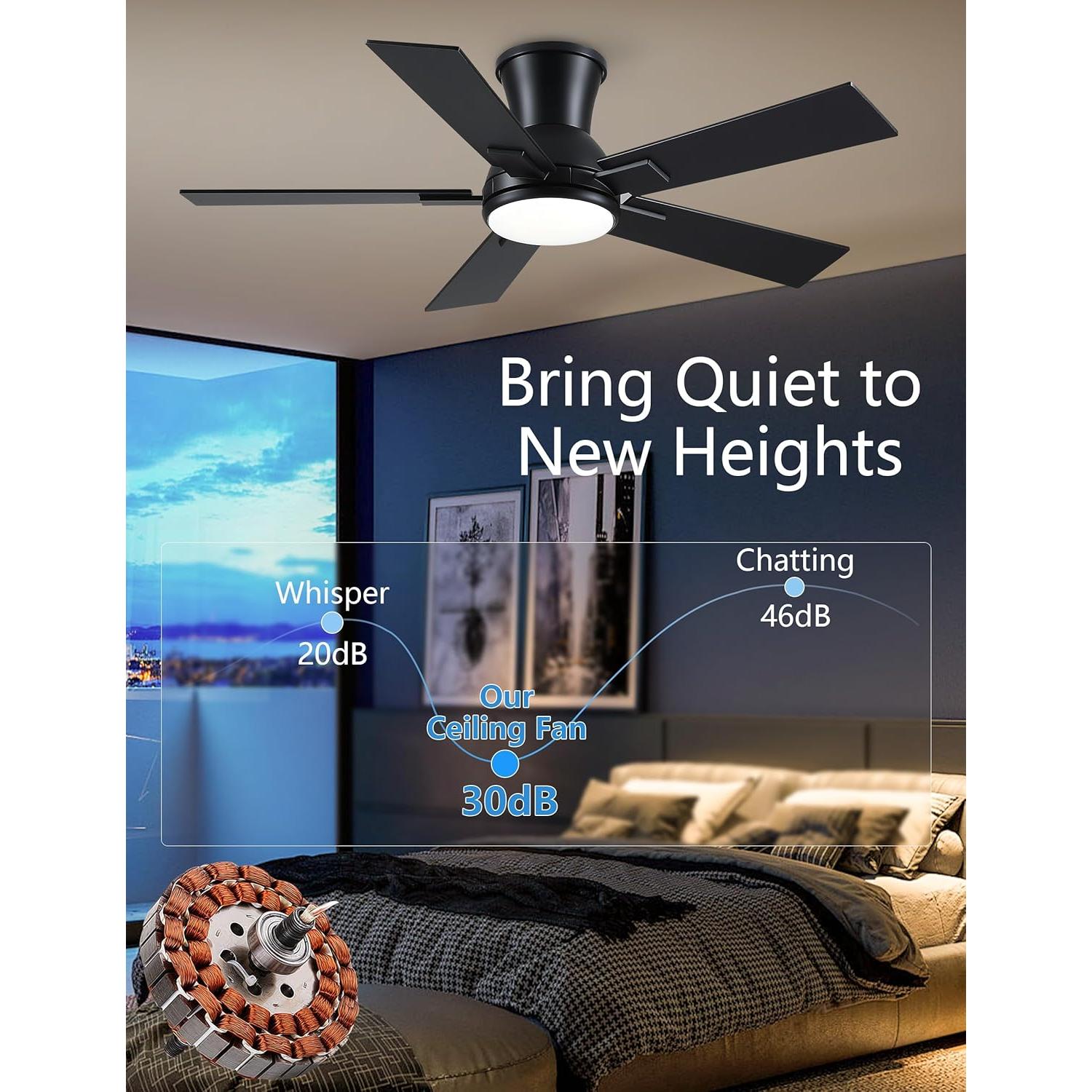 Ventilador de Techo Wellspeed 42" Negro con Luz y Control Remoto