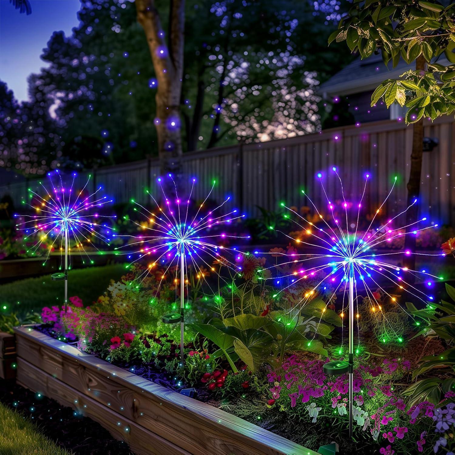 Paquete de 2 Luces de Fuegos Artificiales Solares 200 LED