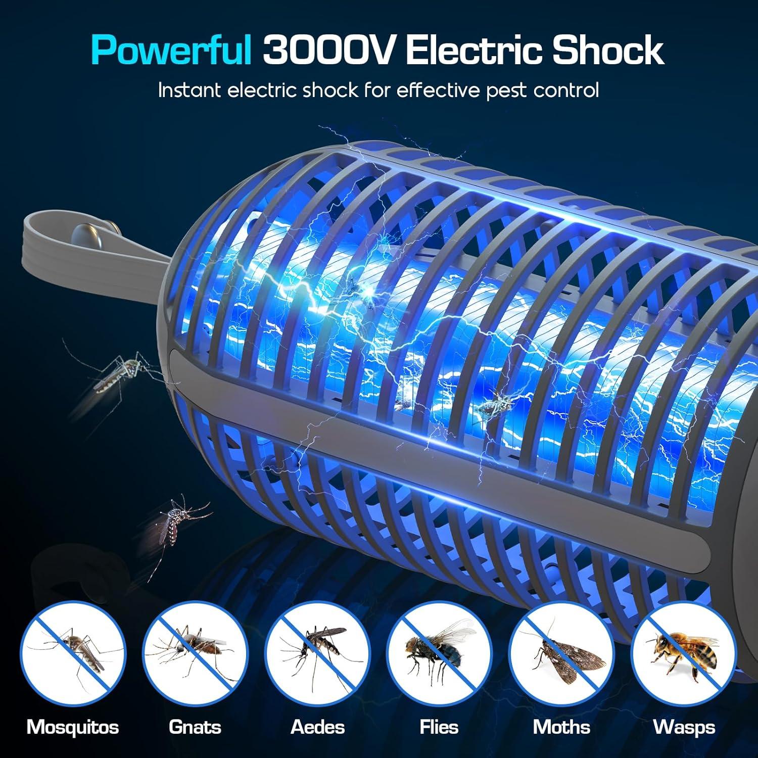 Asesino de Mosquitos Eléctrico Recargable 3000V con Luz LED