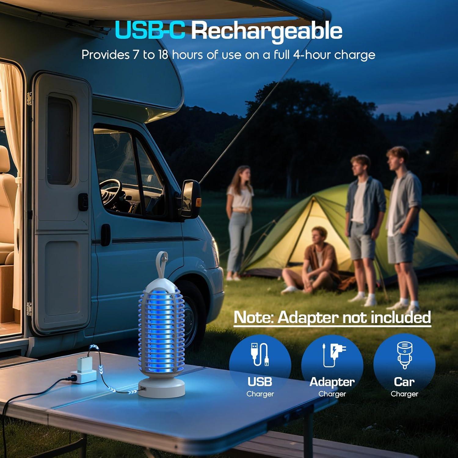 Asesino de Mosquitos Eléctrico Recargable 3000V con Luz LED