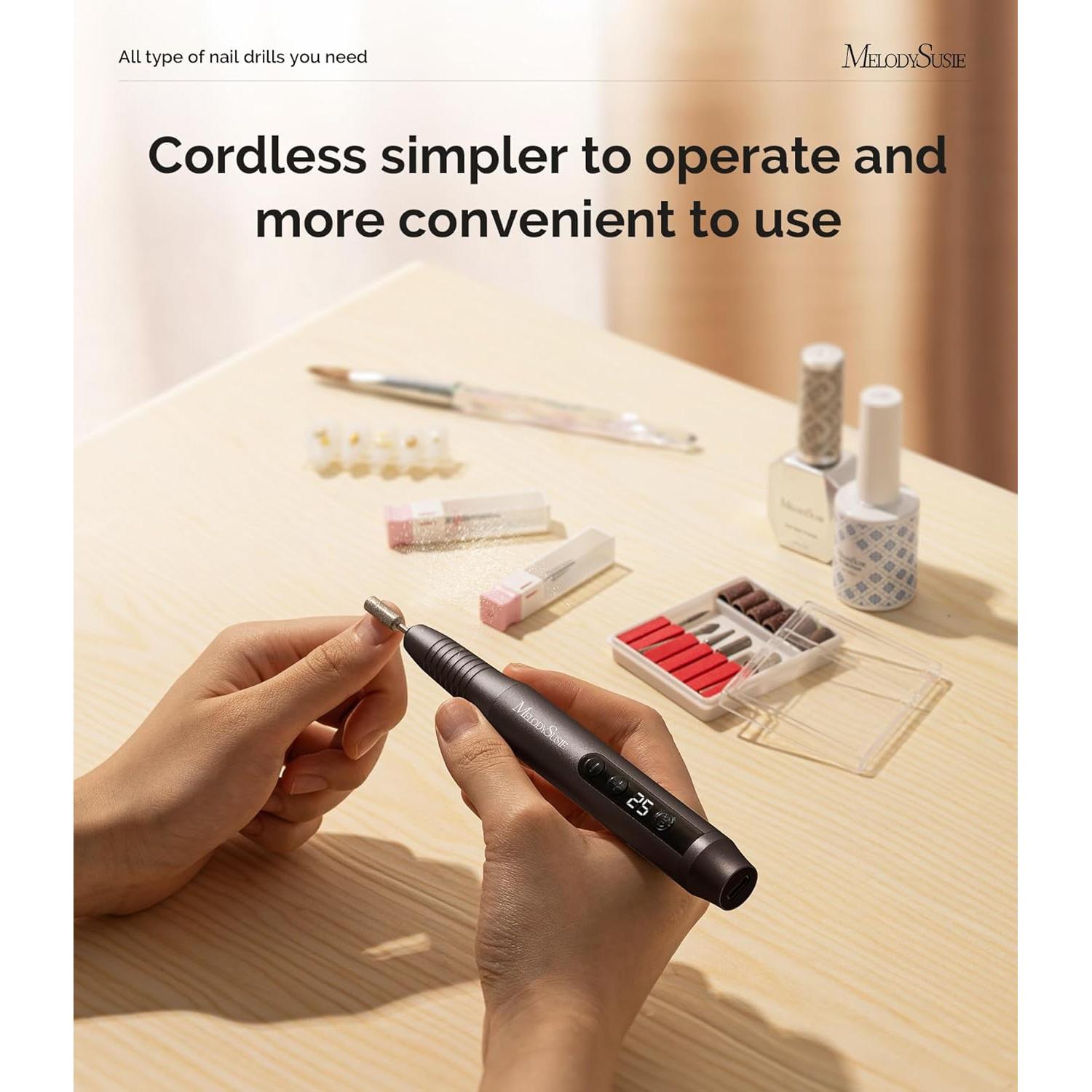 Taladro de Uñas Eléctrico MelodySusie PC180G Inalámbrico 25000RPM