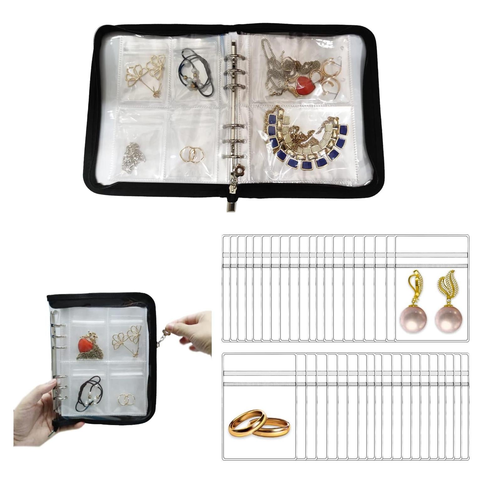 Organizador de Joyería de Viaje IKJNMLP Transparente 70 Bolsillos