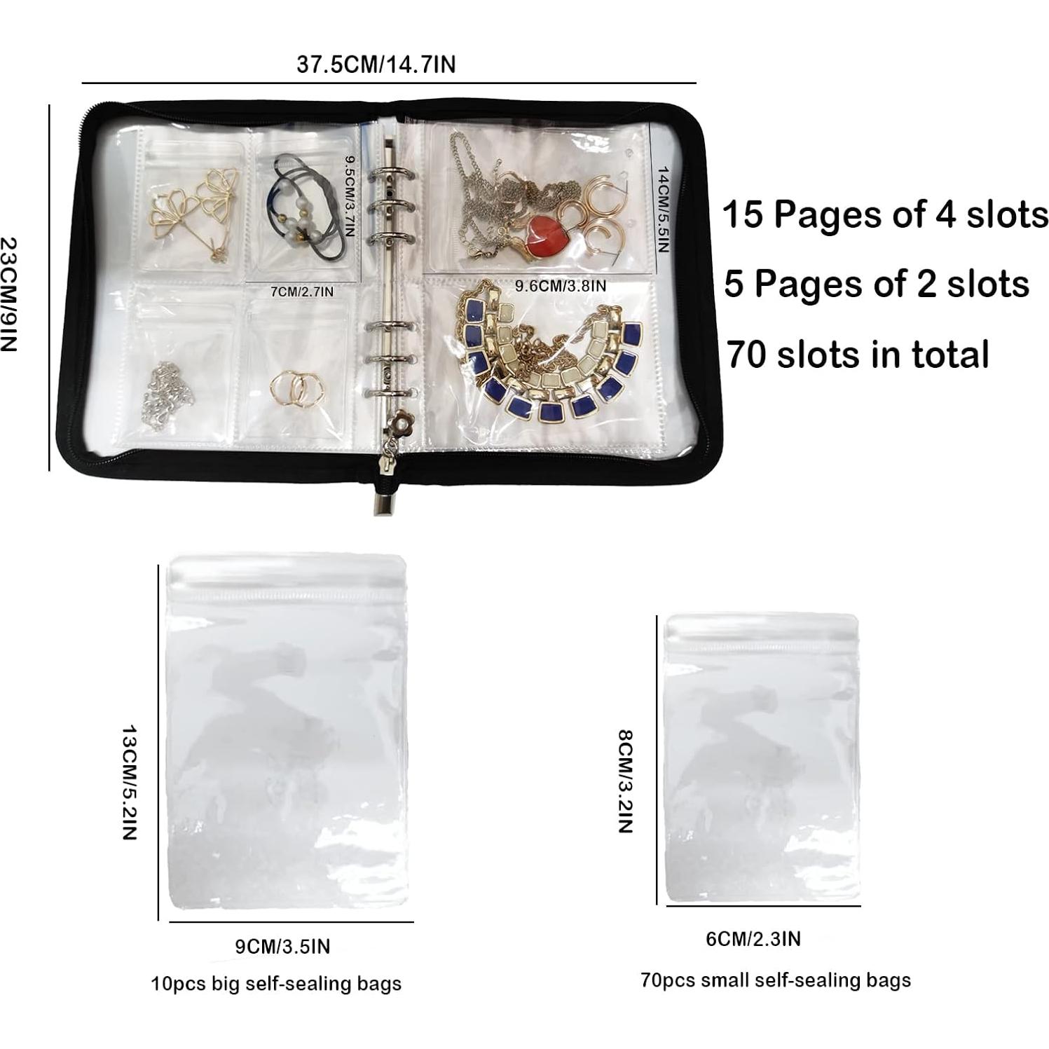 Organizador de Joyería de Viaje IKJNMLP Transparente 70 Bolsillos