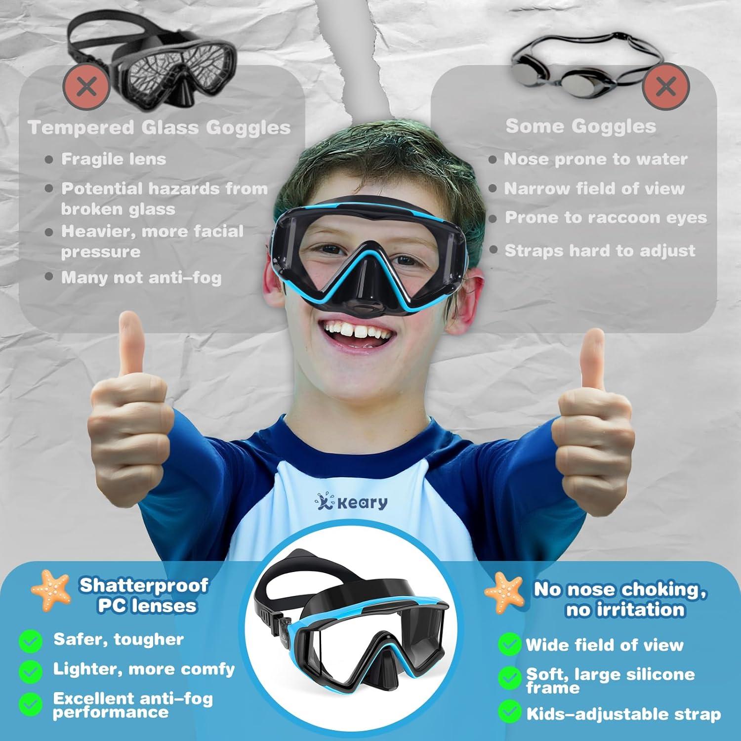 Gafas de natación para niños Keary 3 ventanas anti-vaho 6-16 años