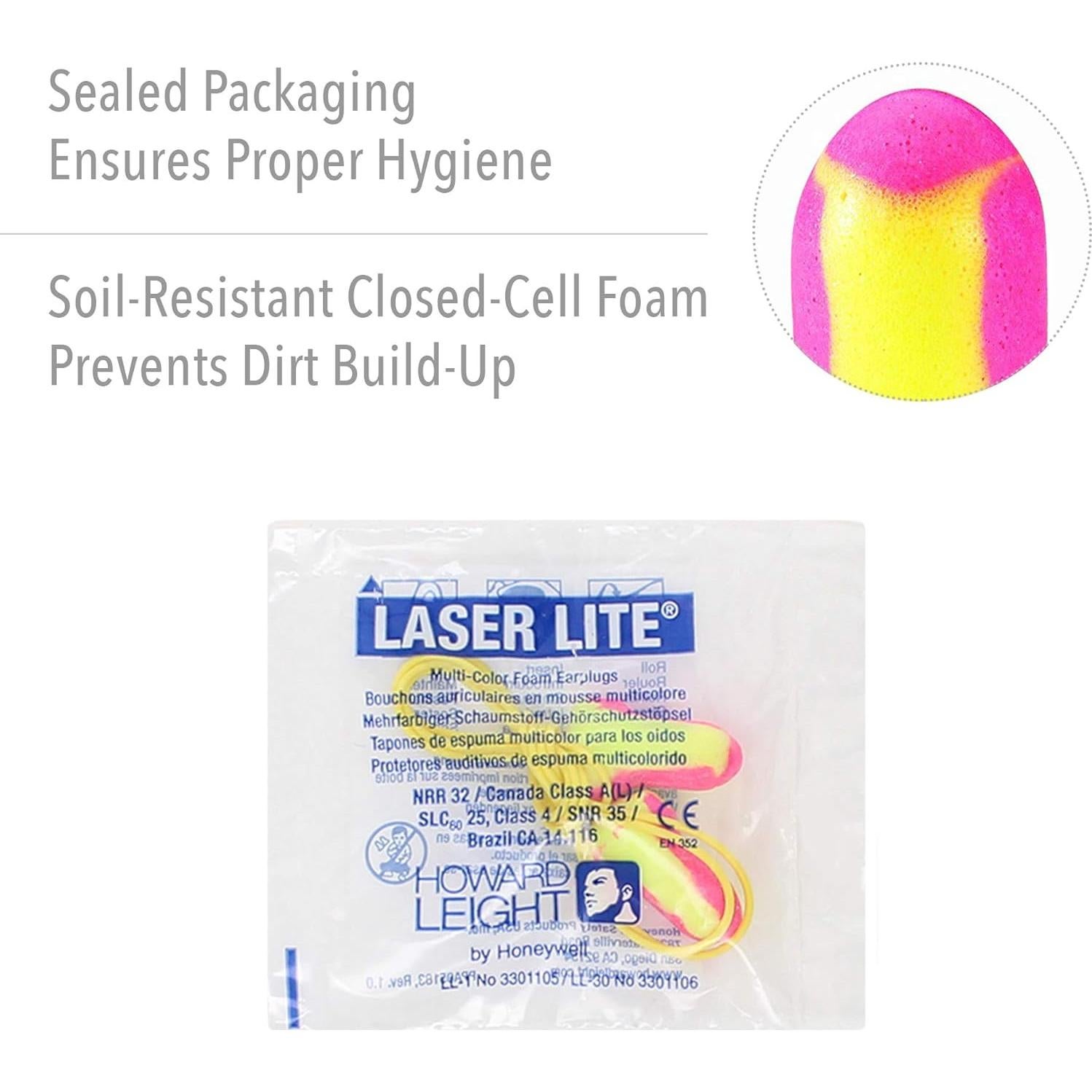Tapones de Espuma Desechables Howard Leight LL-30 Alta Visibilidad 100 Pares