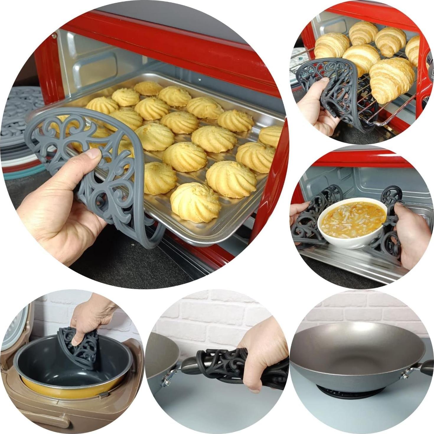 Trivetes de Silicona Hotsyang 20 cm Paquete de 6 Negro