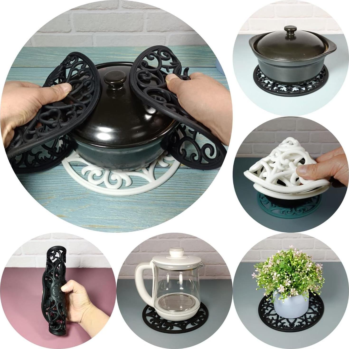 Trivetes de Silicona Hotsyang 20 cm Paquete de 6 Negro