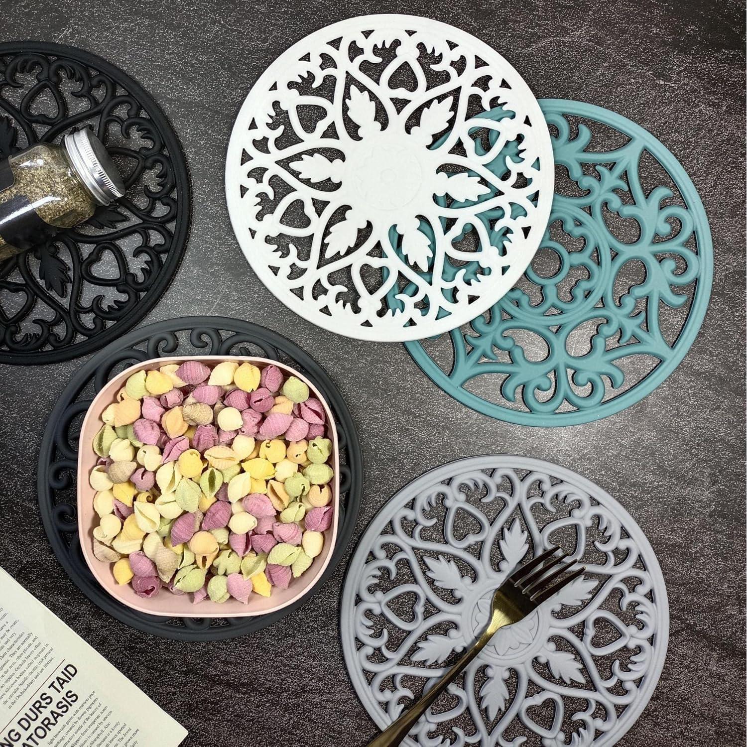 Trivetes de Silicona Hotsyang 20 cm Paquete de 6 Negro