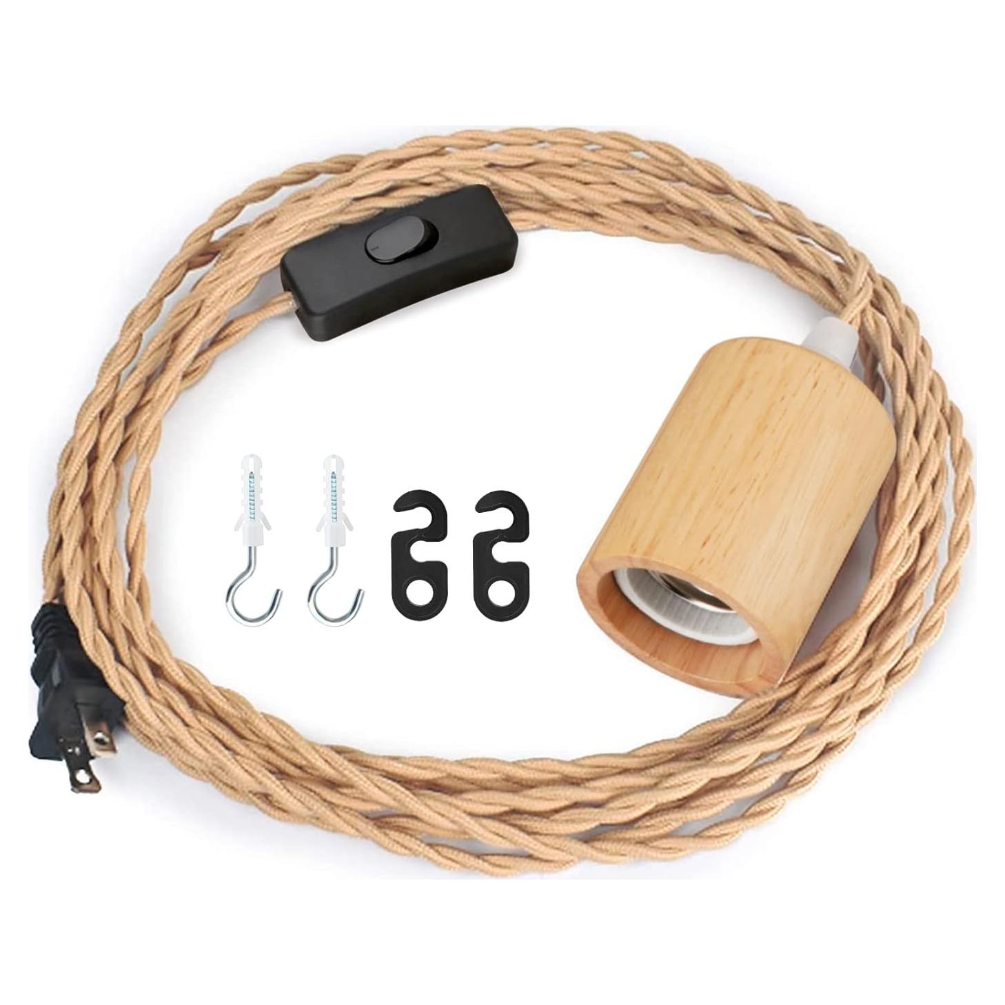 Kit de Luz Colgante Zevnico 4.5m Madera E26 Interruptor