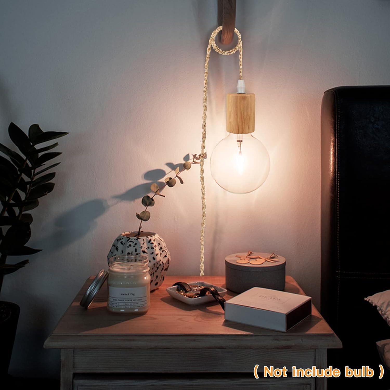 Kit de Luz Colgante Zevnico 4.5m Madera E26 Interruptor