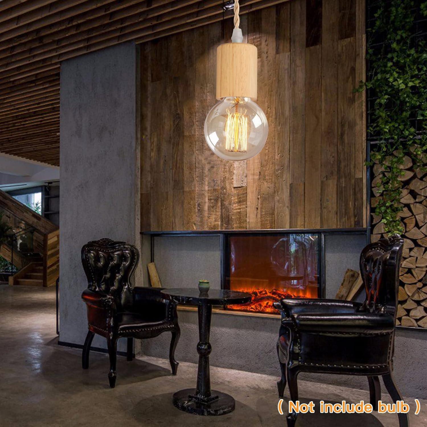 Kit de Luz Colgante Zevnico 4.5m Madera E26 Interruptor