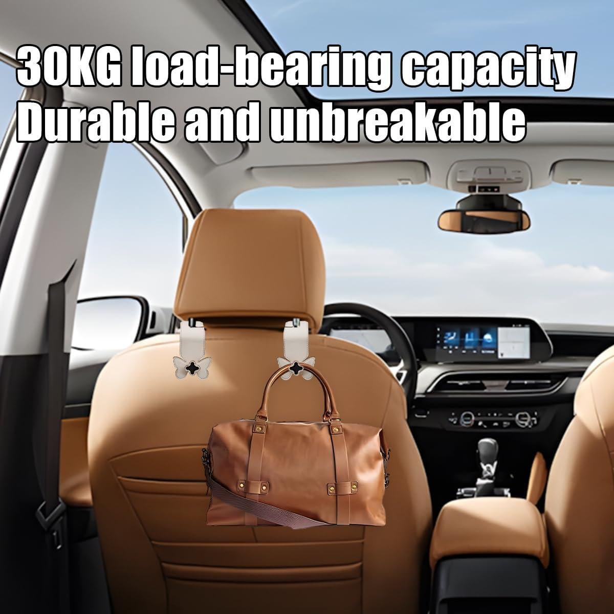 Ganchos para Reposacabezas de Coche KHGUZ - 2PCS Mariposa Beige