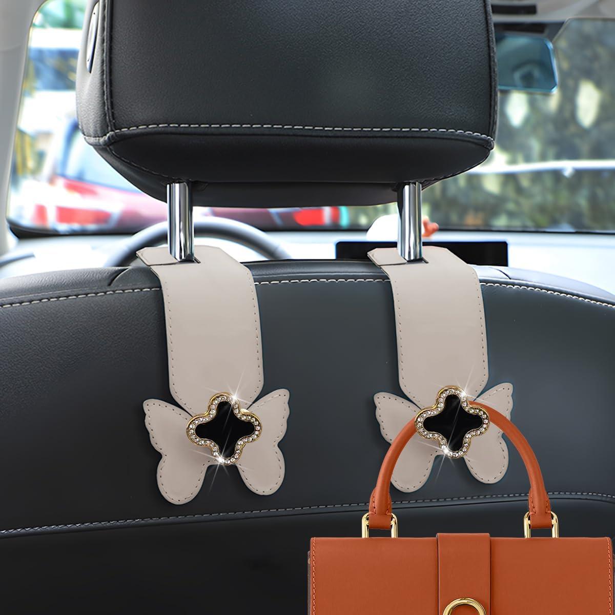 Ganchos para Reposacabezas de Coche KHGUZ - 2PCS Mariposa Beige