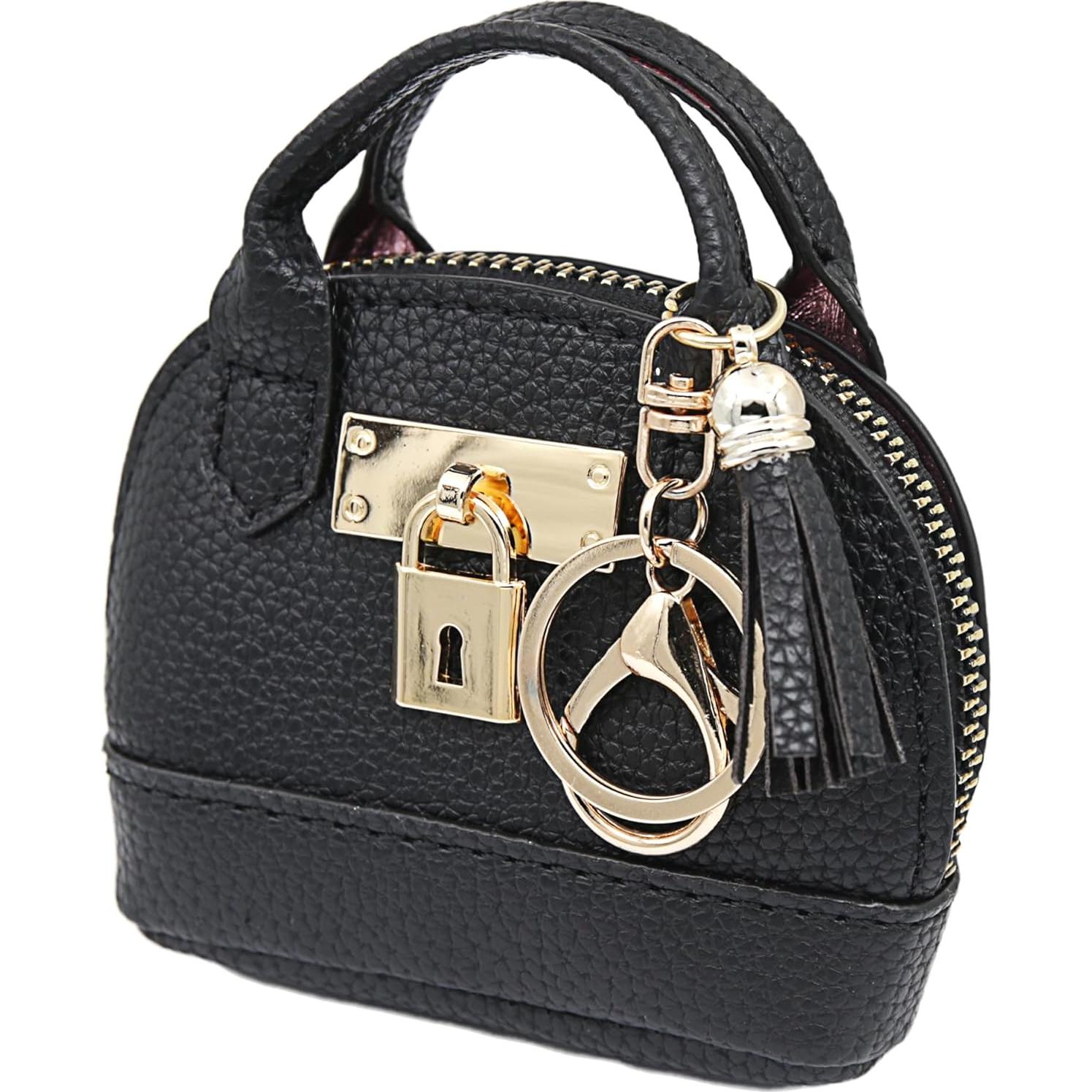 Mini Bolsa Tote Llavero Zitokin Cuero PU Negro 10.4x8.1cm