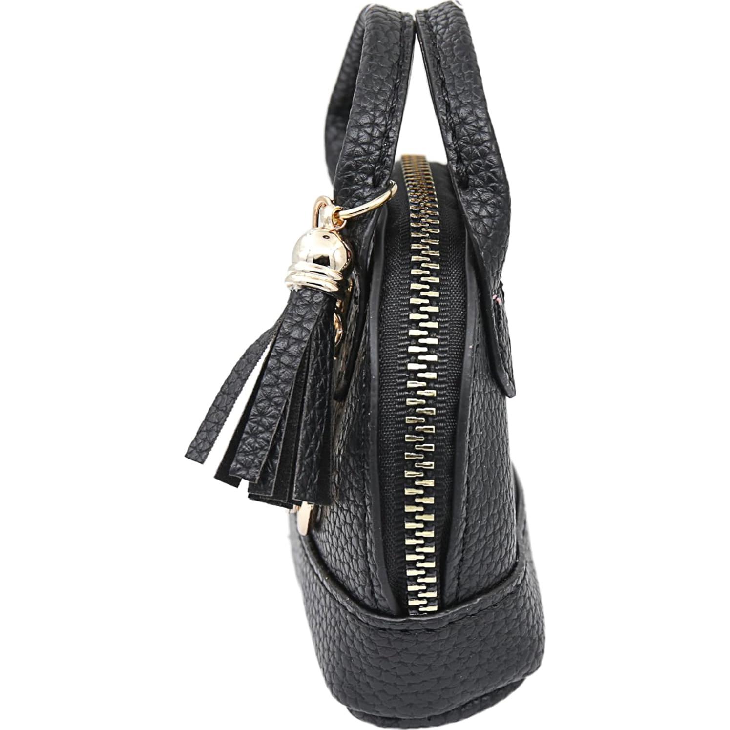 Mini Bolsa Tote Llavero Zitokin Cuero PU Negro 10.4x8.1cm