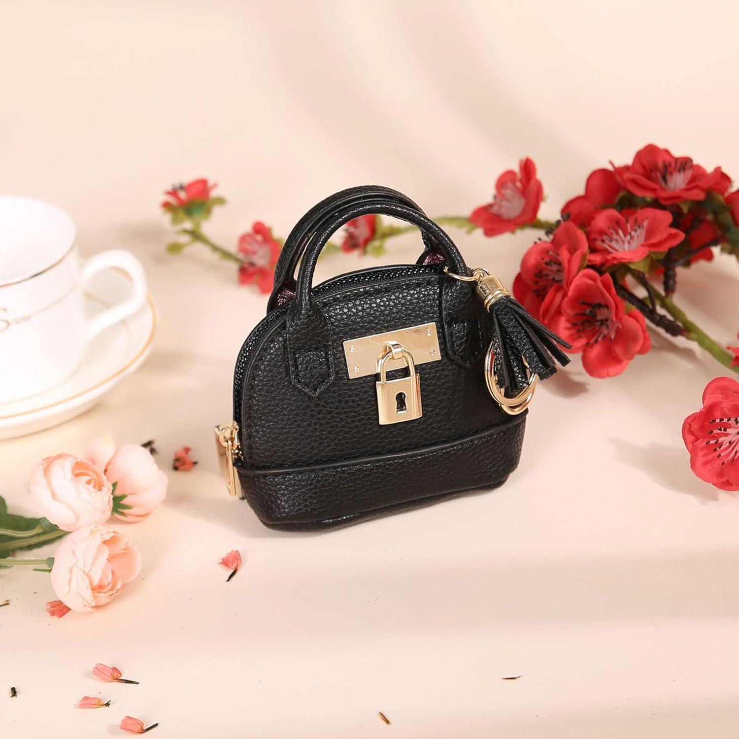 Mini Bolsa Tote Llavero Zitokin Cuero PU Negro 10.4x8.1cm